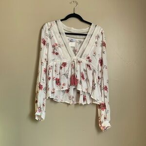 Fate Floral Blouse with Pink Accents